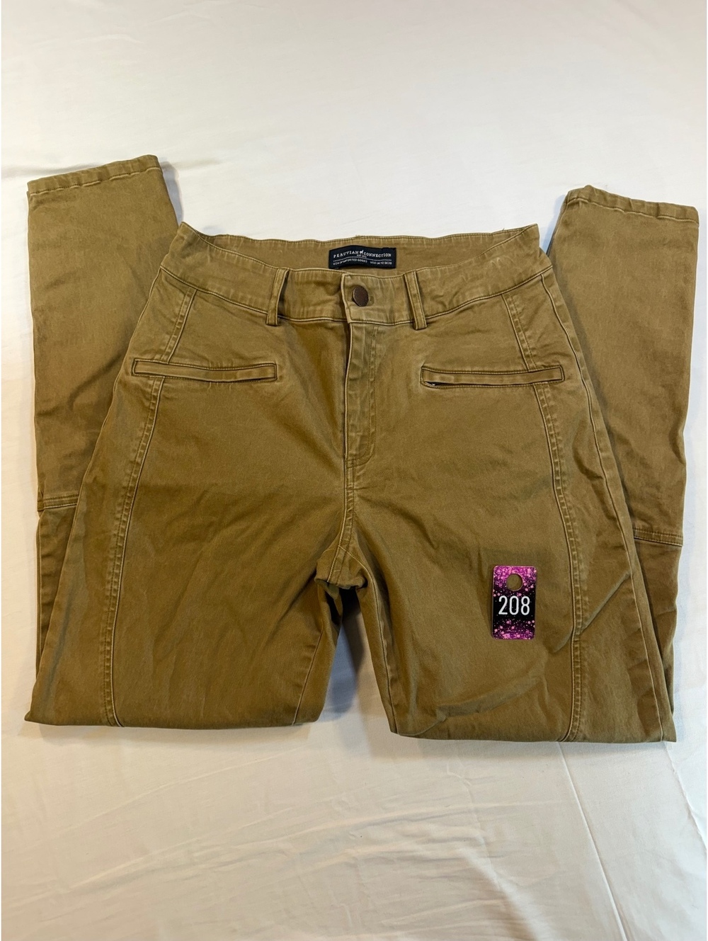 Peruvian Connection Tan Pants with Button Detail Size 8